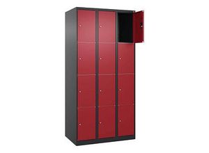 4068427434507 - Schließfachschrank Classic Plus rubinrot schwarzgrau 080000-304 S10030 12 Schließfächer 900 x 500 x 1850 cm 4068427434507 C