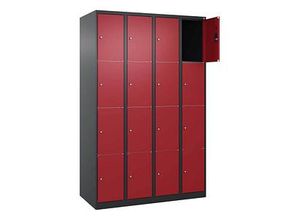 4068427434521 - Schließfachschrank Classic Plus rubinrot schwarzgrau 080000-404 S10030 16 Schließfächer 1200 x 500 x 1850 cm 4068427434521 