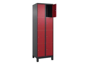 4068427434545 - Schließfachschrank Classic Plus rubinrot schwarzgrau 080010-204 S10043 8 Schließfächer 600 x 500 x 1950 cm 4068427434545 CP