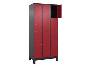 4068427434552 - Schließfachschrank Classic Plus rubinrot schwarzgrau 080010-304 S10039 12 Schließfächer 900 x 500 x 1950 cm 4068427434552 C