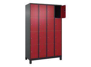 4068427434569 - Schließfachschrank Classic Plus rubinrot schwarzgrau 080010-404 S10037 16 Schließfächer 1200 x 500 x 1950 cm 4068427434569 