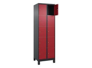 4068427434705 - Schließfachschrank Classic Plus rubinrot schwarzgrau 080010-205 S10042 10 Schließfächer 600 x 500 x 1950 cm 4068427434705 C