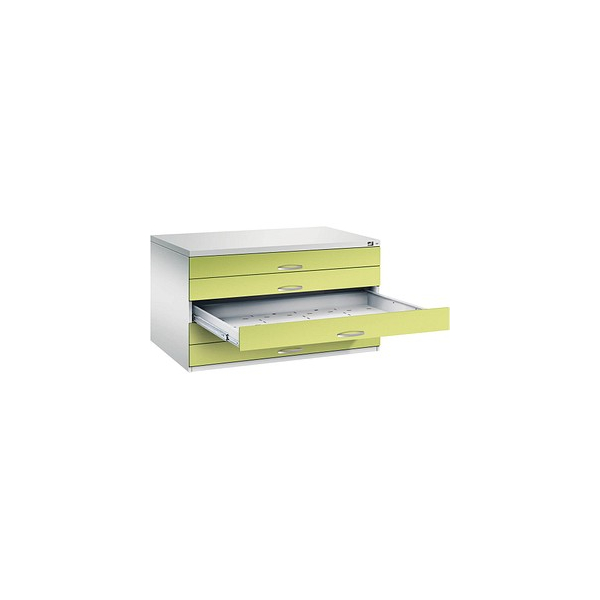 4068427436242 - CP 7200 Planschrank lichtgrau viridingrün 5 Schubladen 1350 x 960 x 760 cm