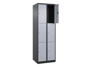 4068427573039 - Schließfachschrank Classic Plus schwarzgrau weißaluminium 080000-203 S10041 6 Schließfächer 600 x 500 x 1850 cm 40684275730