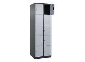 4068427573077 - Schließfachschrank Classic Plus schwarzgrau weißaluminium 080000-205 S10040 10 Schließfächer 600 x 500 x 1850 cm 4068427573