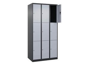 4068427573091 - Schließfachschrank Classic Plus schwarzgrau weißaluminium 080000-303 S10037 9 Schließfächer 900 x 500 x 1850 cm 40684275730