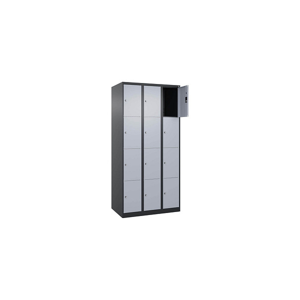 4068427573114 - Schließfachschrank Classic Plus schwarzgrau weißaluminium 080000-304 S10033 12 Schließfächer 900 x 500 x 1850 cm 4068427573