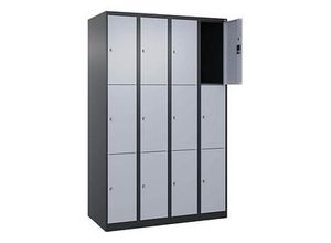 4068427573176 - Schließfachschrank Classic Plus schwarzgrau weißaluminium 080000-403 S10037 12 Schließfächer 1200 x 500 x 1850 cm 406842757