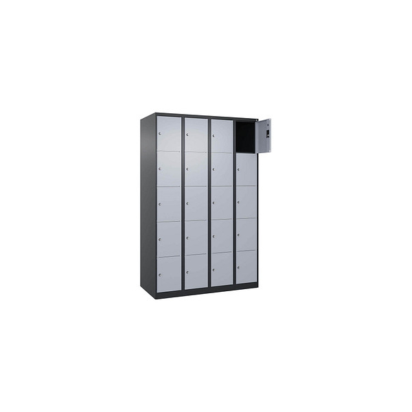 4068427573213 - Schließfachschrank Classic Plus schwarzgrau weißaluminium 080000-405 S10018 20 Schließfächer 1200 x 500 x 1850 cm 406842757