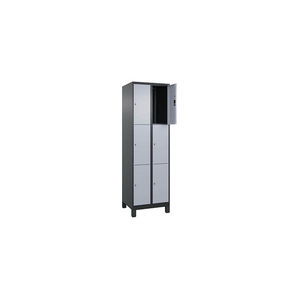 4068427573473 - Schließfachschrank Classic Plus schwarzgrau weißaluminium 080010-203 S10038 6 Schließfächer 600 x 500 x 1950 cm 40684275734