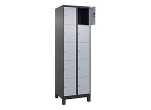 4068427573527 - Schließfachschrank Classic Plus schwarzgrau weißaluminium 080010-205 S10045 10 Schließfächer 600 x 500 x 1950 cm 4068427573