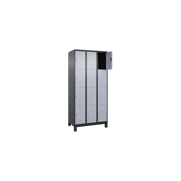 4068427573565 - Schließfachschrank Classic Plus schwarzgrau weißaluminium 080010-304 S10044 12 Schließfächer 900 x 500 x 1950 cm 4068427573