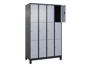 4068427573626 - Schließfachschrank Classic Plus schwarzgrau weißaluminium 080010-403 S10036 12 Schließfächer 1200 x 500 x 1950 cm 406842757