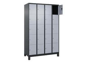 4068427573664 - Schließfachschrank Classic Plus schwarzgrau weißaluminium 080010-405 S10038 20 Schließfächer 1200 x 500 x 1950 cm 406842757