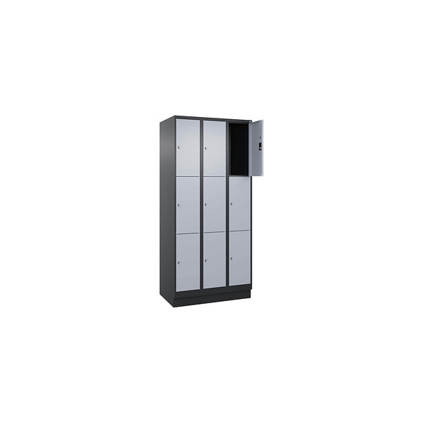 4068427573947 - Schließfachschrank Classic PLUS schwarzgrau weißaluminium 080020-303 S10013 9 Schließfächer 900 x 500 x 1950 cm 40684275739