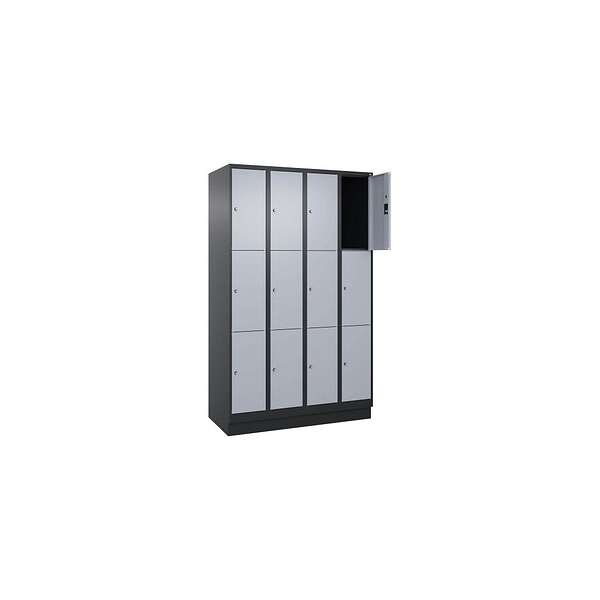 4068427574029 - Schließfachschrank Classic PLUS schwarzgrau weißaluminium 080020-403 S10036 12 Schließfächer 1200 x 500 x 1950 cm 406842757