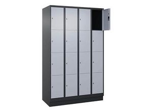 4068427574043 - Schließfachschrank Classic PLUS schwarzgrau weißaluminium 080020-404 S10037 16 Schließfächer 1200 x 500 x 1850 cm 406842757