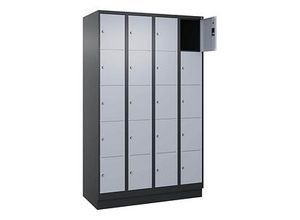 4068427574067 - Schließfachschrank Classic PLUS schwarzgrau weißaluminium 080020-405 S10040 20 Schließfächer 1200 x 500 x 1950 cm 406842757