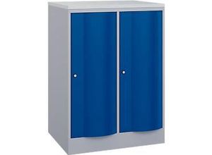 4068427609196 - Garderobenschrank Resisto 2 Abteile 2 Fächer B 772 x T 640 x H 1077 mm Weißalu Enzianblau