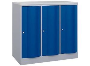 4068427609233 - Garderobenschrank Resisto 3 Abteile 3 Fächer B 1148 x T 640 x H 1077 mm Weißalu Enzianblau