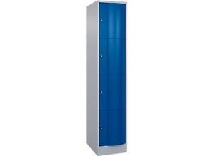 4068427609264 - Schließfachschrank Resisto 1 Abteil 4 Fächer B 396 x T 640 x H 1950 mm Weißalu Enzianblau