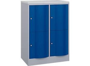 4068427609349 - Schließfachschrank Resisto 2 Abteile 4 Fächer B 772 x T 540 x H 1077 mm Weißalu Enzianblau