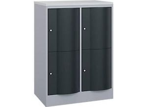 4068427609356 - Schließfachschrank Resisto 2 Abteile 4 Fächer B 772 x T 540 x H 1077 mm Weißalu Anthrazitgrau