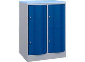 4068427609363 - Schließfachschrank Resisto 2 Abteile 4 Fächer B 772 x T 640 x H 1077 mm Weißalu Enzianblau