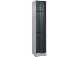 4068427609424 - Schließfachschrank Resisto 1 Abteil 5 Fächer B 396 x T 540 x H 1950 mm Weißalu Anthrazitgrau