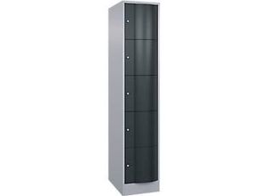 4068427609431 - Schließfachschrank Resisto 1 Abteil 5 Fächer B 396 x T 640 x H 1950 mm Weißalu Anthrazitgrau