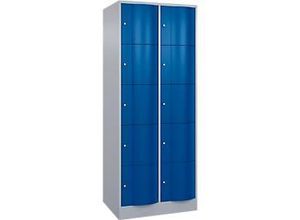 4068427609455 - Schließfachschrank Resisto 2 Abteile 10 Fächer B 772 x T 640 x H 1950 mm Weißalu Enzianblau