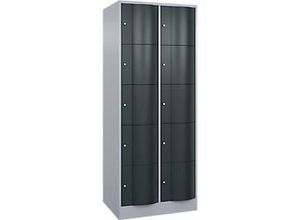 4068427609462 - Schließfachschrank Resisto 2 Abteile 10 Fächer B 772 x T 640 x H 1950 mm Weißalu Anthrazitgrau