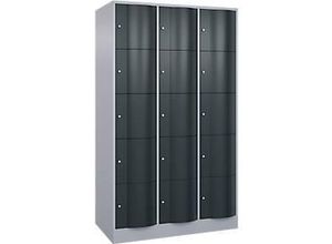 4068427609493 - Schließfachschrank Resisto 3 Abteile 15 Fächer B 1148 x T 640 x H 1950 mm Weißalu Anthrazitgrau