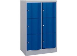 4068427609509 - Schließfachschrank Resisto 2 Abteile 6 Fächer B 772 x T 540 x H 1255 mm Weißalu Enzianblau