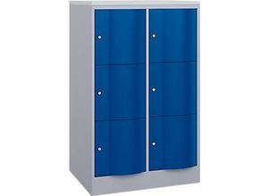 4068427609523 - Schließfachschrank Resisto 2 Abteile 6 Fächer B 772 x T 640 x H 1255 mm Weißalu Enzianblau