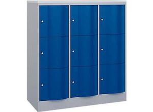 4068427609547 - Schließfachschrank Resisto 3 Abteile 9 Fächer B 1148 x T 540 x H 1255 mm Weißalu Enzianblau