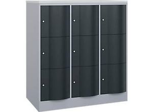 4068427609578 - Schließfachschrank Resisto 3 Abteile 9 Fächer B 1148 x T 640 x H 1255 mm Weißalu Anthrazitgrau