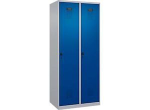 4068427630435 - Kleiderspind Evolo Plus 2 Abteile Anschlag rechts Sicherheits-Drehriegel B 800 x T 500 x H 1850 mm weißaluminium enzianblau