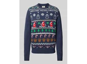 4068444562740 - Strickpullover mit Motiv- und Statement-Stitching