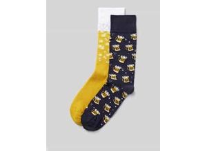 4068444722878 - Socken mit Motiv-Stitching im 2er-Pack