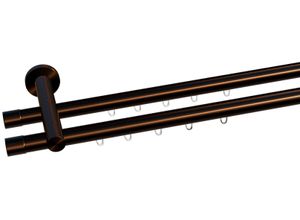 4068585004086 - Gardinenstange INDEKO Consul Gardinenstangen Gr L 280 cm Ø 20 mm 2 läufig braun (braun antik) Gardinenstangen nach Maß Innenlauf Komplett-Set inkl Gleitern und Montagematerial