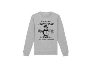 4068642595199 - Sweatshirt Weihnachten Frostys Snowflake Cafe Retro Herren Gr L grau (erdgrau) Obermaterial 85% Baumwolle 15% Polyester casual regular fit Rundhals Langarm ohne Bündchen Sweatshirts Premium Qualität