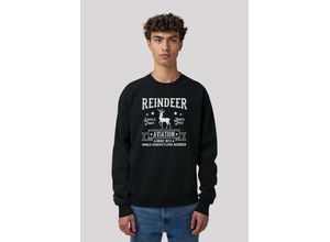 4068642597322 - Sweatshirt Weihnachten Reindeer Aviation Retro Sign Herren Gr L schwarz Obermaterial 85% Baumwolle 15% Polyester casual regular fit Rundhals Langarm ohne Bündchen Sweatshirts Premium Qualität