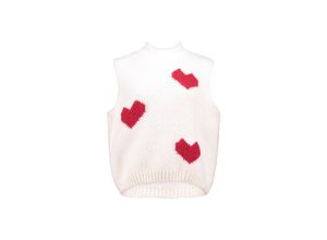 4068696370544 - Hailys Pullunder SL A CK El44isabeth offwhite red heart Motivprint Weiß - Gr XS S