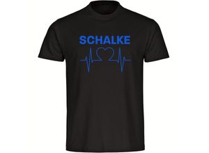 4068859000639 - multifanshop® Herren T-Shirt - Schalke - Herzschlag - Druck blau