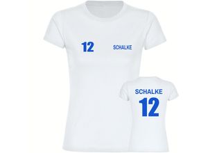 4068859001926 - multifanshop Damen T-Shirt - Schalke - Trikot Nummer 12 - Druck blau - Frauen