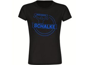 4068859002282 - multifanshop Damen T-Shirt - Schalke - Meine Fankurve - Druck blau - Frauen