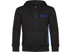 4068859005580 - multifanshop® Kapuzen Sweatshirt Jacke - Schalke - Brust & Seite - Druck blau