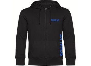 4068859005597 - multifanshop® Kapuzen Sweatshirt Jacke - Schalke - Brust & Seite - Druck blau