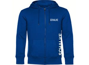 4068859005641 - multifanshop® Kapuzen Sweatshirt Jacke - Schalke - Brust & Seite - Druck weiß